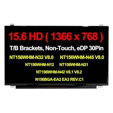Imagem de Rinbers Tela LCD de substituição WXGA HD 1366x768 eDp 30 pinos IPS Slim sem toque painel LED NT156WHM-N32 V8.0 NT156WHM-N45 V8.0 N12 N21 N42 V8.1 V8.2 N156BGA-EA2 EA2 A3 REV.C1 (com suportes)