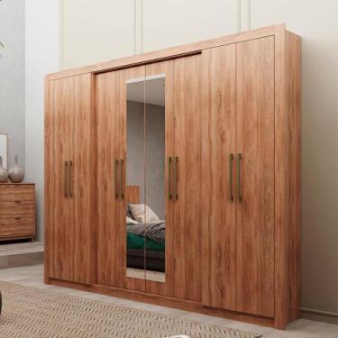 Imagem de Roupeiro Héster c/ Espelho 2,43m 8 Portas MDP Carraro Freijó - Carraro