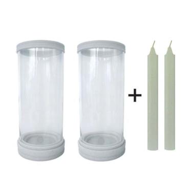 Imagem de 2 Porta Vela Vidro E Mármore  Para Vela 7 Dias e Palito - Encanto vela