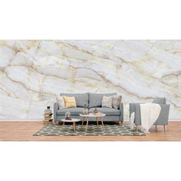 Imagem de Papel de Parede Painel 3D Mármore Calacata com Bege 4M Revestimento Au