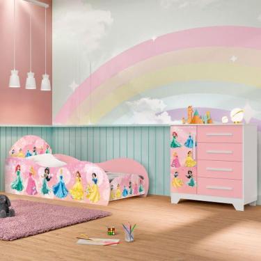 Imagem de Jogo de Quarto Infantil - Cama e Comoda Carro Personagens - Rosa - GD 