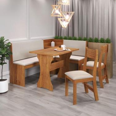 Imagem de Canto Alemão Romeo 6 Lugares Mel/Marfim - Viero Móveis, Bege, Moderno