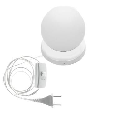 Imagem de Arandela Abajur Globo Branco Fosco Interruptor Tomada Branco - Poliluz