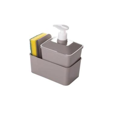 Imagem de Porta Detergente Dispenser Pia Rodinho Plastico Cinza 600ml - PLASUTIL