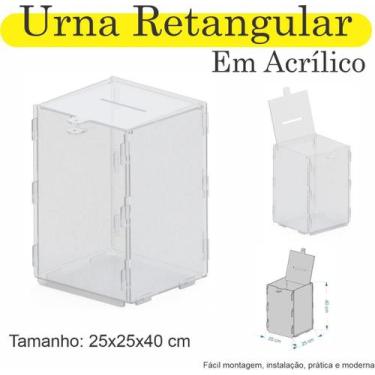 Imagem de Urna Acrilico Sorteio Caixa Sugestão Retangular 40 X 25 Cm - Indústria