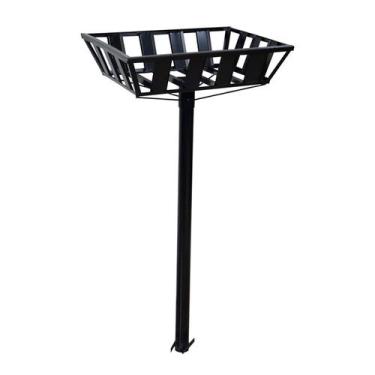 Imagem de Lixeira de Rua Calçada Popular Cesto Raso Preta 112x60x45cm - Ouro Min