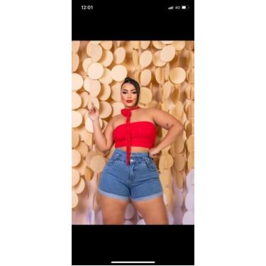 Imagem de Short jeans feminino com cós duplo - Kattixo Jeans , 48