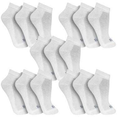 Imagem de Kit 15 Pares Meia Cano Curto Masculina Sport Trifil T8014K, Branco, 39