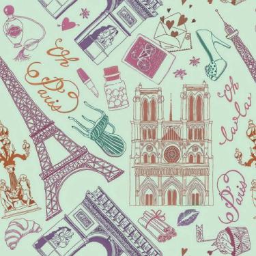 Imagem de Papel de Parede Adesivo Autocolante Vinil Casual Paris Torre Eiffel Co