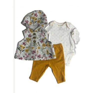 Imagem de Conjunto Trio Colete Flores Legging e Body Manga Longa Carter's, 6M