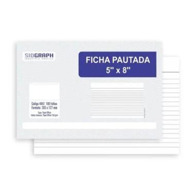 Imagem de Ficha Pautada 5x8 Grande Bloco C/ 100 Folhas Sidgraph