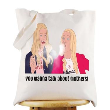 Imagem de WZMPA Sacola para fãs da Tiffany&Brittany, presente para amantes de comédia, você quer falar sobre mães, reutilizável, merchandising do filme, Talk About Mothers-t, Large