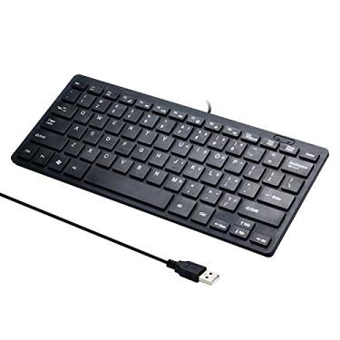 Imagem de I Focus Mini teclado com fio de 78 teclas – com capa para laptop Mac Windows 10/8/7/Vista/XP (preto + película de teclado)