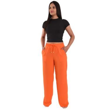 Imagem de Calça Pantalona Wid Leg Feminina Alfaiataria - Lori Modas, Laranja, M