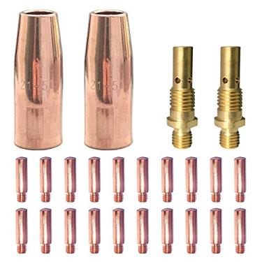 Imagem de Acessório de pistola de solda Mig Kit de 0,1 cm para Lincoln Magnum 100L Tweco Mini/#1 Pistola Mig: 20 peças pontas de contato 11-30 0.1 cm + 2pcs bocais de gás 21-50 1/5.1 cm + 2 peças 35-50 difusos