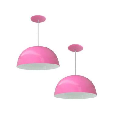 Imagem de Kit 2 Luminária Pendente Meia Lua 24cm Com Interior Branco Brilho Fiaç