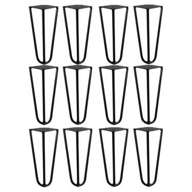 Imagem de Kit 12 Pés de Metal 15 CM Hairpin Legs Mesas de Centro Puffs Preto G41