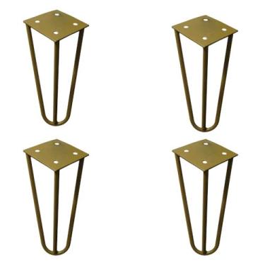 Imagem de Kit 4 Pés de Metal 15 CM Hairpin Legs Mesas de Centro Puffs Dourado G41