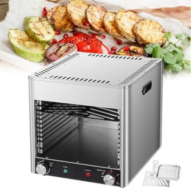 Imagem de Churrasqueira elétrica de 4 velocidades com temperatura ajustável, churrasqueira comercial interna totalmente automática, grelha destacável de várias camadas, temporizador de 1 a 10 minutos, com