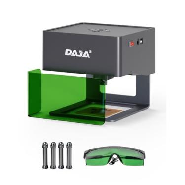 Imagem de DAJA Gravador a laser DJ6 com colunas mais altas, kits de máquina de gravação a laser portátil para suporte faça você mesmo/sistema móvel/cortador a laser offline (área de trabalho 8 x 8 cm)