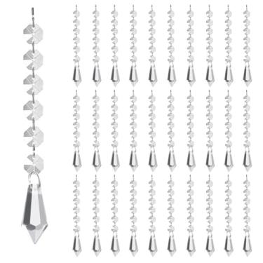 Imagem de Pacote com 50 cristais pendurados – enfeites pendentes de prismas de acrílico transparente para árvore de Natal, centros de mesa, lustre, janela e decoração de casa, ideal para casamentos, decorações