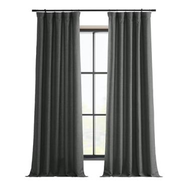 Imagem de HPD Half Price Drapes Cortinas italianas de linho sintético para quarto 127 x 213 cm (1 painel), FLCH-FM20104-84, cinza âncora