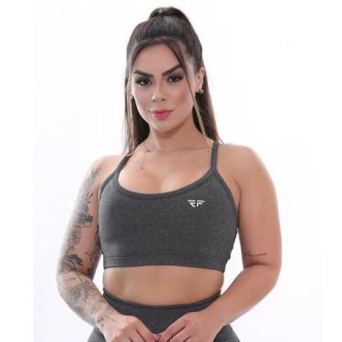 Imagem de Top Alta Sustentação Academia Fitness Treino Cinza Mescla - ElementFit