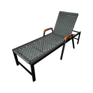 Imagem de Espreguiçadeira Luxo Liz em Corda Naútica Cinza Escuro e Alumínio - AT