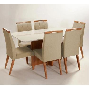 Imagem de Mesa de jantar + 6 cadeiras Roma tampo 180 cm capuccino - Gran Decore