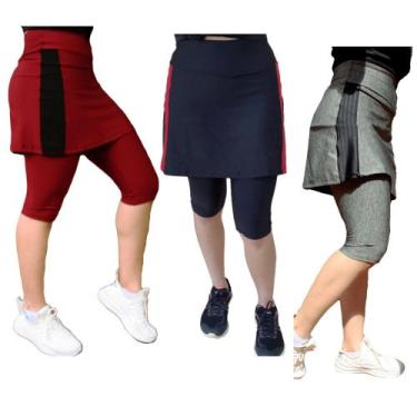 Imagem de Kit com 3 Saia Corsário Fitness Moda evangélica - Flor do Cerrado, G