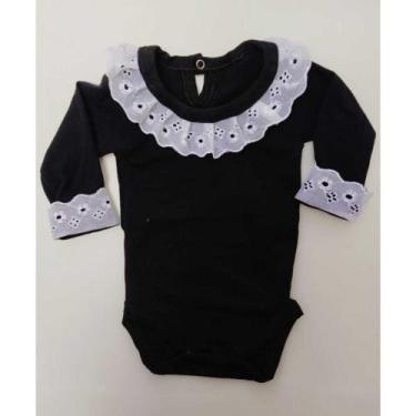 Imagem de Body Bebê Preto Manga Longa com Renda - Top Baby, Preto, P