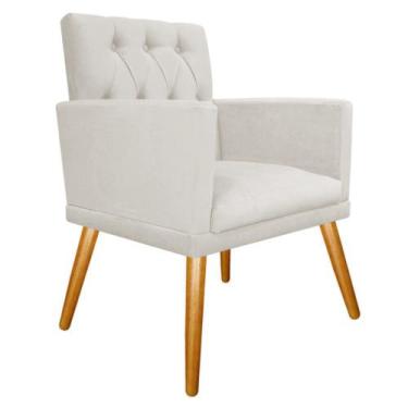 Imagem de Poltrona Decorativa Fernanda Pés Palito Mel Sala de Espera Recepção Su