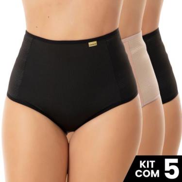 Imagem de Kit 5 Calcinhas Cinta Confortável Compressão e Modeladora Com Elástico