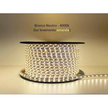 Imagem de Fita Mangueira Led 5050 Branco Neutro 220v 10m + Adaptador - k1mstore