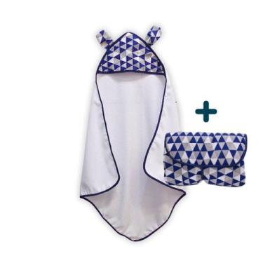 Imagem de kit Toalha de Banho Infantil com Capuz + Trocador de Fraldas Portátil 