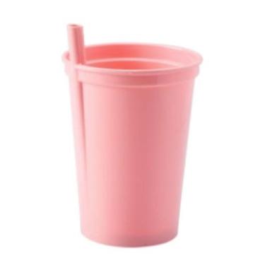 Imagem de Copo Infantil Com Canudo Fixo 330ml Plasutil, Rosa