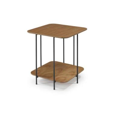 Imagem de Mesa de Apoio Industrial 66 cm - Amêndoa/Preto - ID Madeiras, Preto