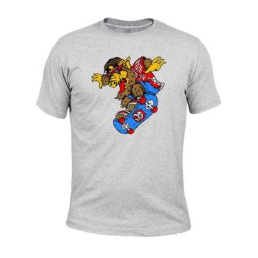 Imagem de Camiseta Plus Size Unissex Malha 30.1 Skatista - Surprass, Cinza, G1