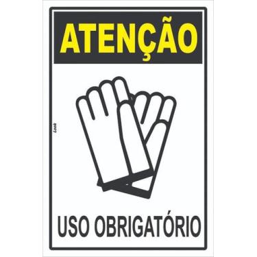 Imagem de Placa de Sinalização EPI - Uso Obrigatório de Luvas de Segurança - Ate