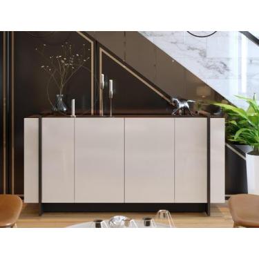 Imagem de Buffet 04 Portas Detalhe Metálico Copacabana Off White/Nogueira Real/P