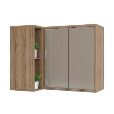 Imagem de Armário Aéreo Canto Reto 95cm 2 Portas 1 Prateleira Mel - LUCIANE MÓVE