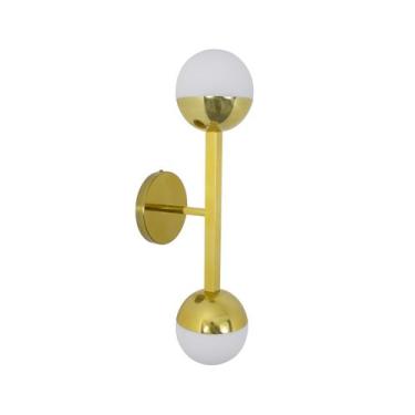 Imagem de Lustre Arandela Dupla Duas Bolas Globo Dourada 217 - ILUMINAMUNDO