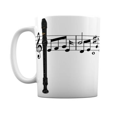 Imagem de Caneca Instrumento Musical Flauta Doce Notas Musicais