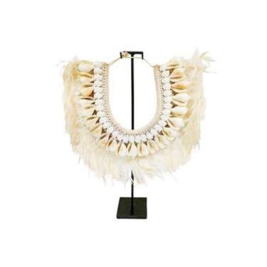 Imagem de Colar no suporte Decorativo Penas Originais Fino Design Luxo - LUXdéco