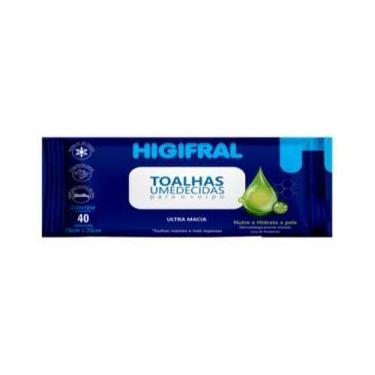 Imagem de Toalhas Umedecidas Higifral Para Adultos com 40 unidades - EUROFRAL