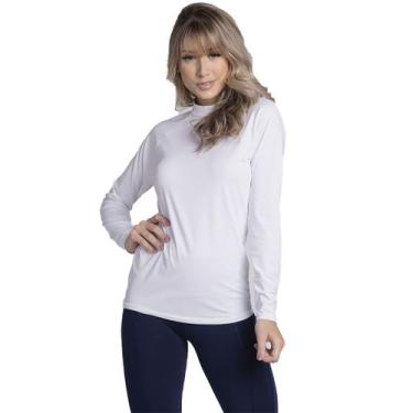 Imagem de Blusa Térmica Vekyo Manga Longa Proteção UV Feminina, GG, Branco, Femi