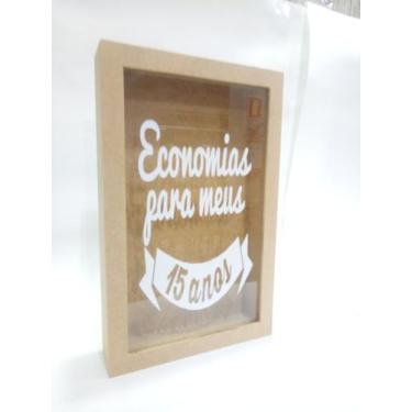 Imagem de Quadro Rolhas Cofrinho Cofre Viagem Porta Moedas 27x17cm mdf cru - son
