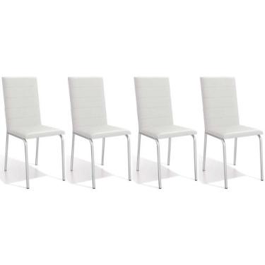 Imagem de Cadeira de Cozinha Amsterdã C091 Kit 4 Un Cromada/Branco 106 - Kappesb