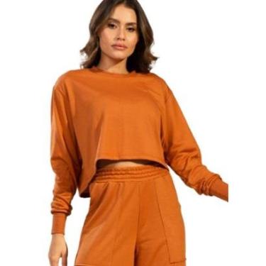 Imagem de Cropped Manga Longa Bella Fiore Blusa Moletinho Roupa Inverno Blogueiro Moda Casual-Feminino