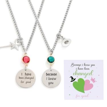 Imagem de SAMIQU Colar combinando amizade – Pingente de chapéu de bruxa inspirado em Elphaba e Galinda, presente de Dia dos Namorados para casais BFF e fãs de filmes, Medium, Metal, Abalone